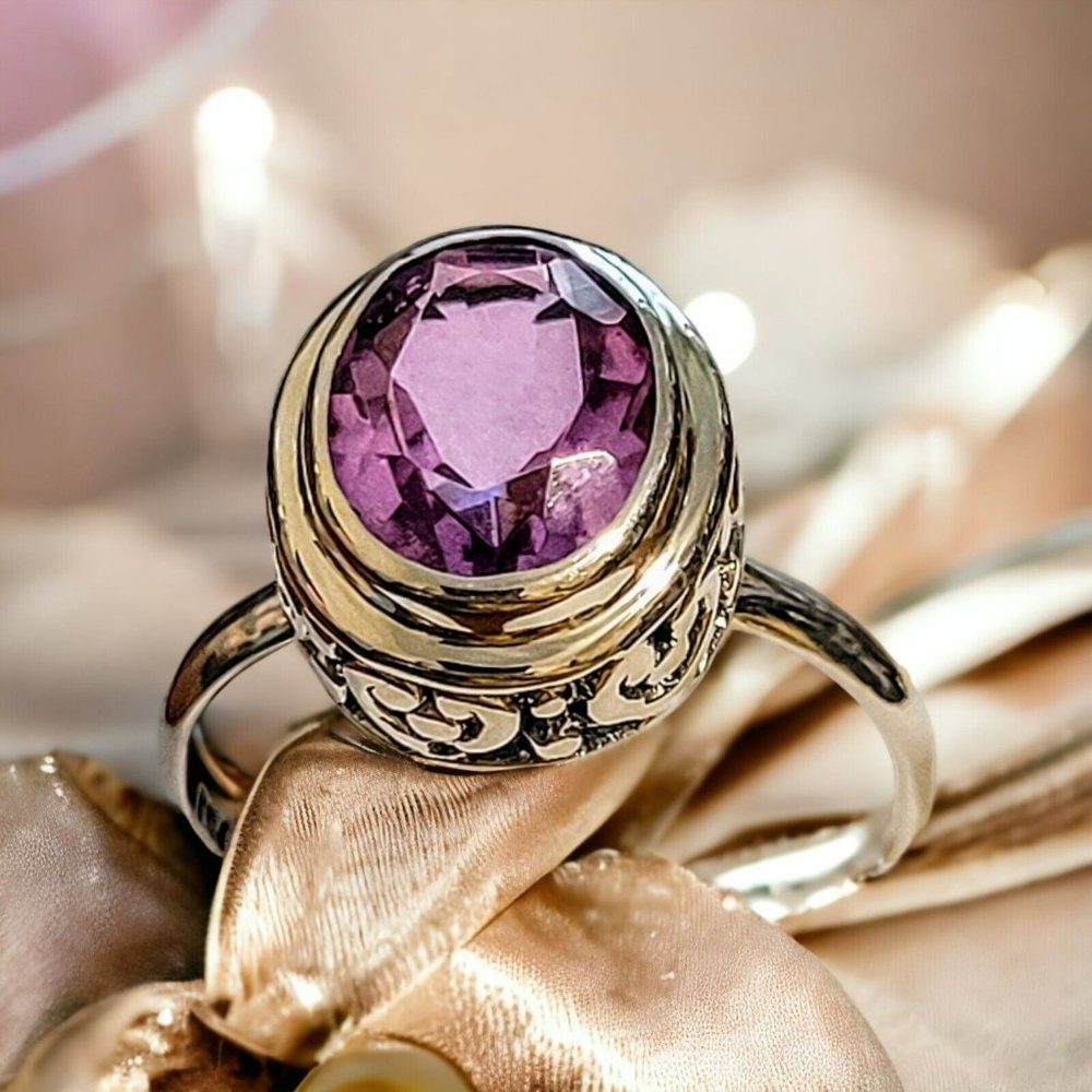 Bali Legacy Kunzite Quartz Ring Size 9 Sterling Silver 3.00 ctw Women Gift Srg34